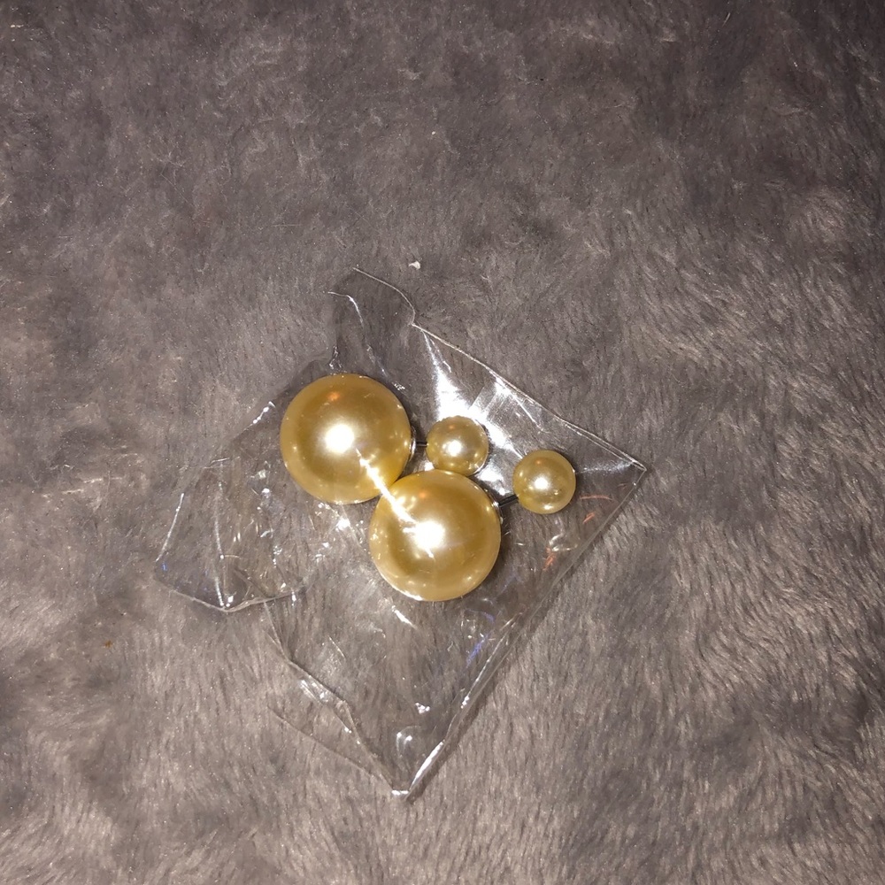 Double sided light nude/ cream front back ball stud/ Pearls earrings